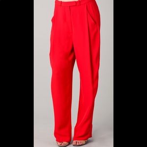 DVF red authors wide leg pants